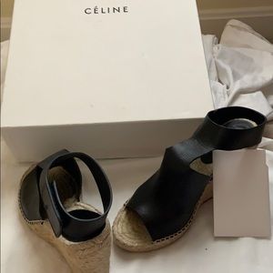 Celine espadrille calfskin wedge sandals